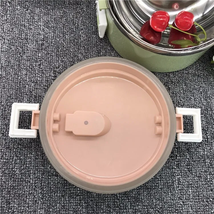 Bento Lunch Box Double Tier Tiffin Oval Vacuum Seal Lid With Stainless