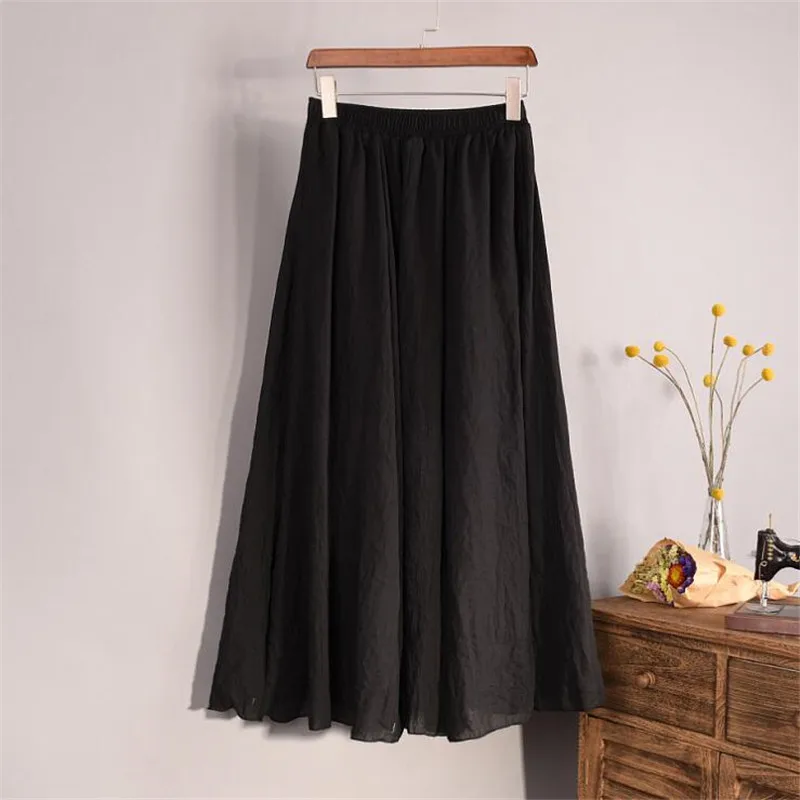 Cotton And Linen Skirt Linen Solid Color In The Long Paragraph Skirt ...