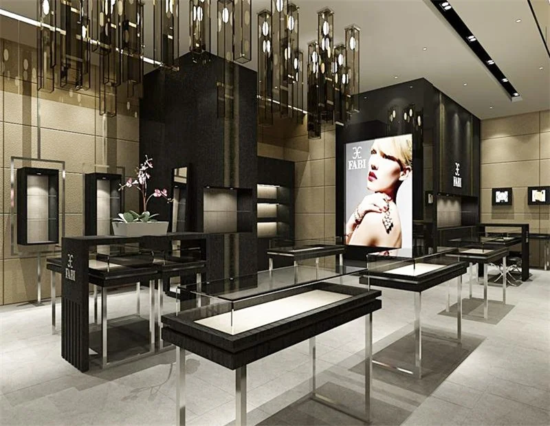 Luxury fancy jewelry store showcase and counter