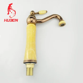Alibaba Hot Item Luxury Rose Gold Chrome Brass Yellow Jade Kitchen
