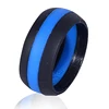 Custom Customized Engraved Logo Fashion Design Men Women Engagement Striped Middle Line Silicone Rubber Band Finger Wedding Ring