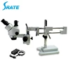 Continuous Zoom Double Arm 7-45X Trinocular Stereoscopic Microscope