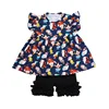 Children Boutique Clothes American Cute Girls 2 Pcs Outfits Dwarfs Printed Tunic Tops + Icing Ruffle Shorts Clothing Set