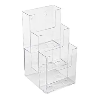 Pack of 32 Beemak TK4CIW//CS55CI Clear Countertop or Wall Mount Trifold Brochure Holder with Business Card Holder