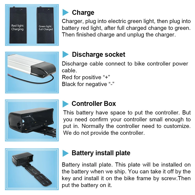 Powerful ebike battery 48v 20ah fit for 1000w electric motor with charger and BMS