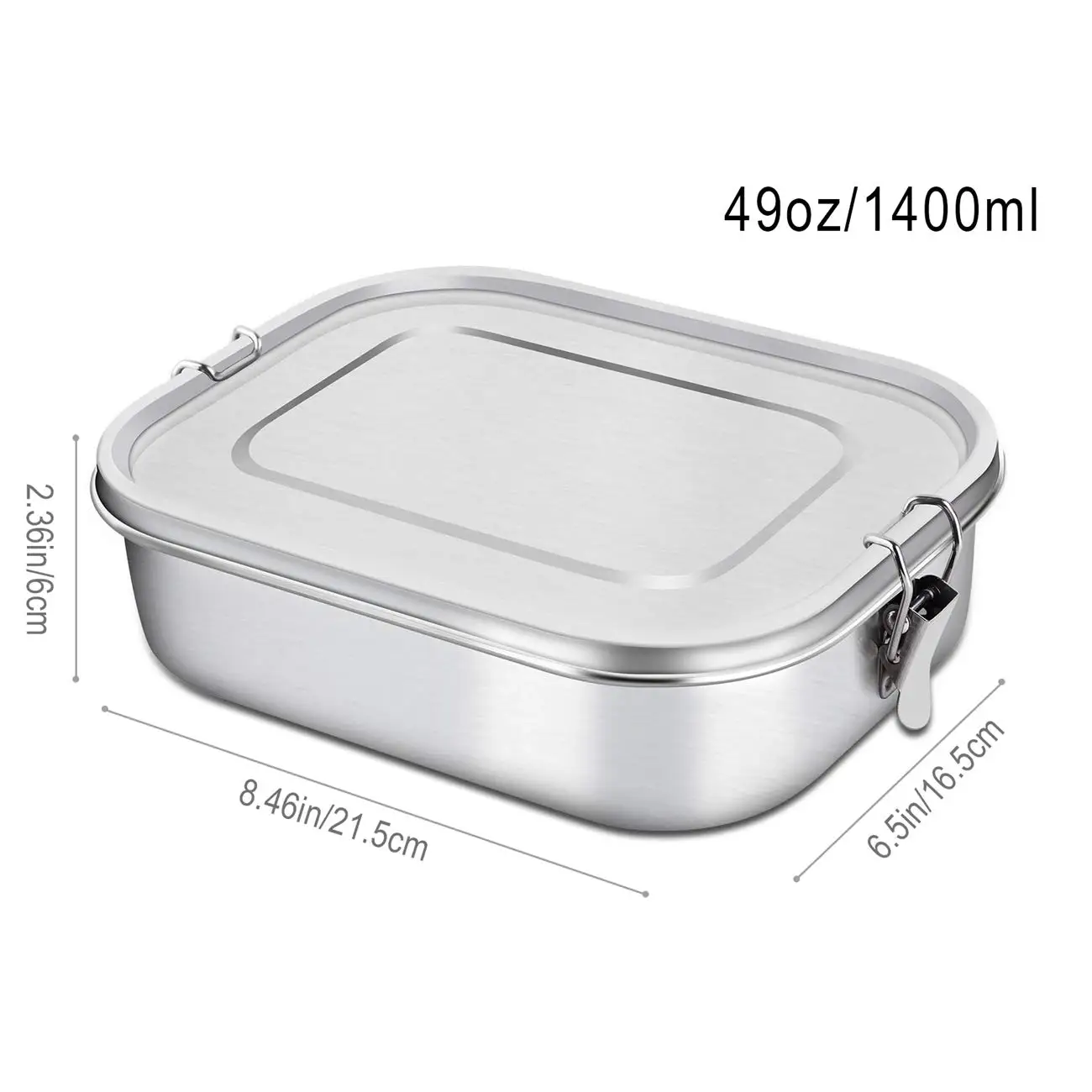 304 Stainless Steel Bento Lunch Box With Lock Clips Leak-proof 49oz ...