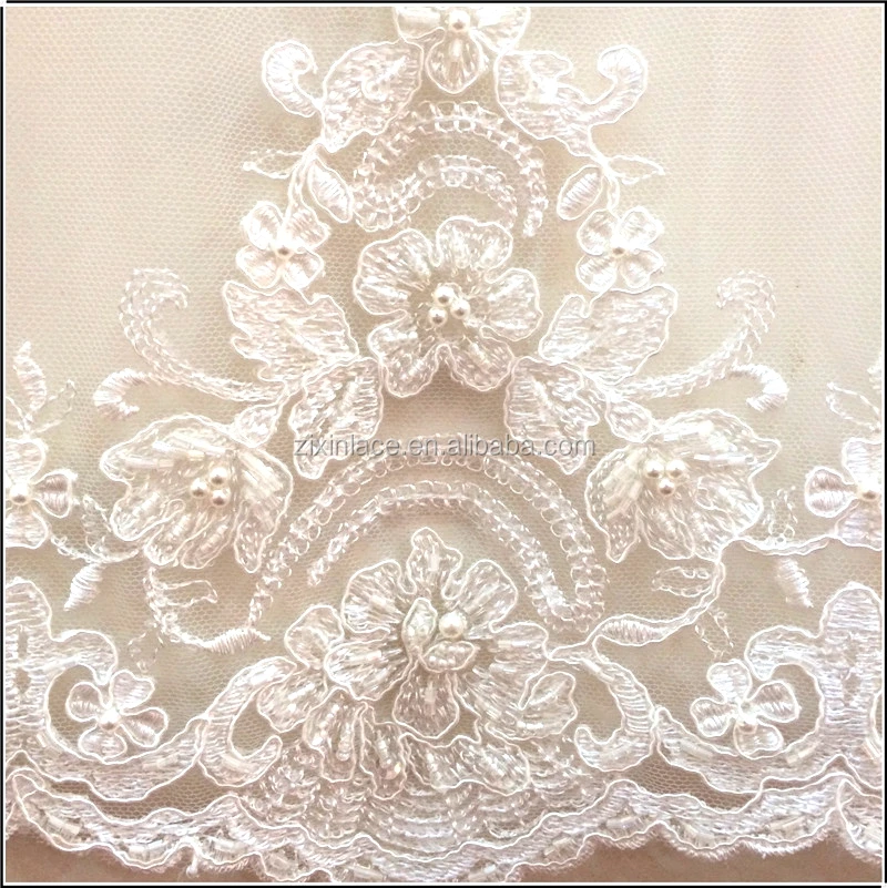 High Quality Hand Embroidery Designs Bridal Beaded Lace For Wedding