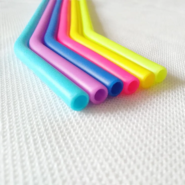 High Quality Slim Curve Silicone Rubber Straws Reusable Silicone Straw