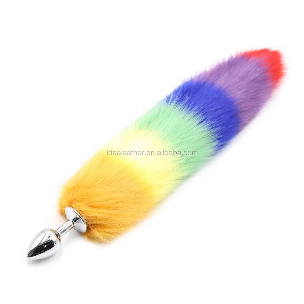 Colorful Fox Tail Butt Plugs Bondage Sex Toys Stainless Stee