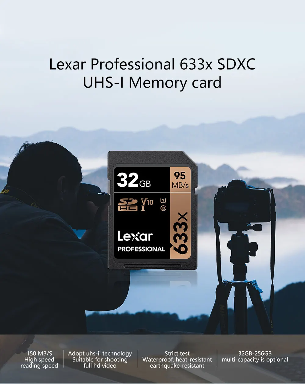 70% off Lexar 95M/s 633x 16G 32GB U1 SD-HC 64GB 128GB 256GB U3 SD Card SD-XC Class 10 memory Card For 1080p 3D 4K video Camera - ANKUX.COM