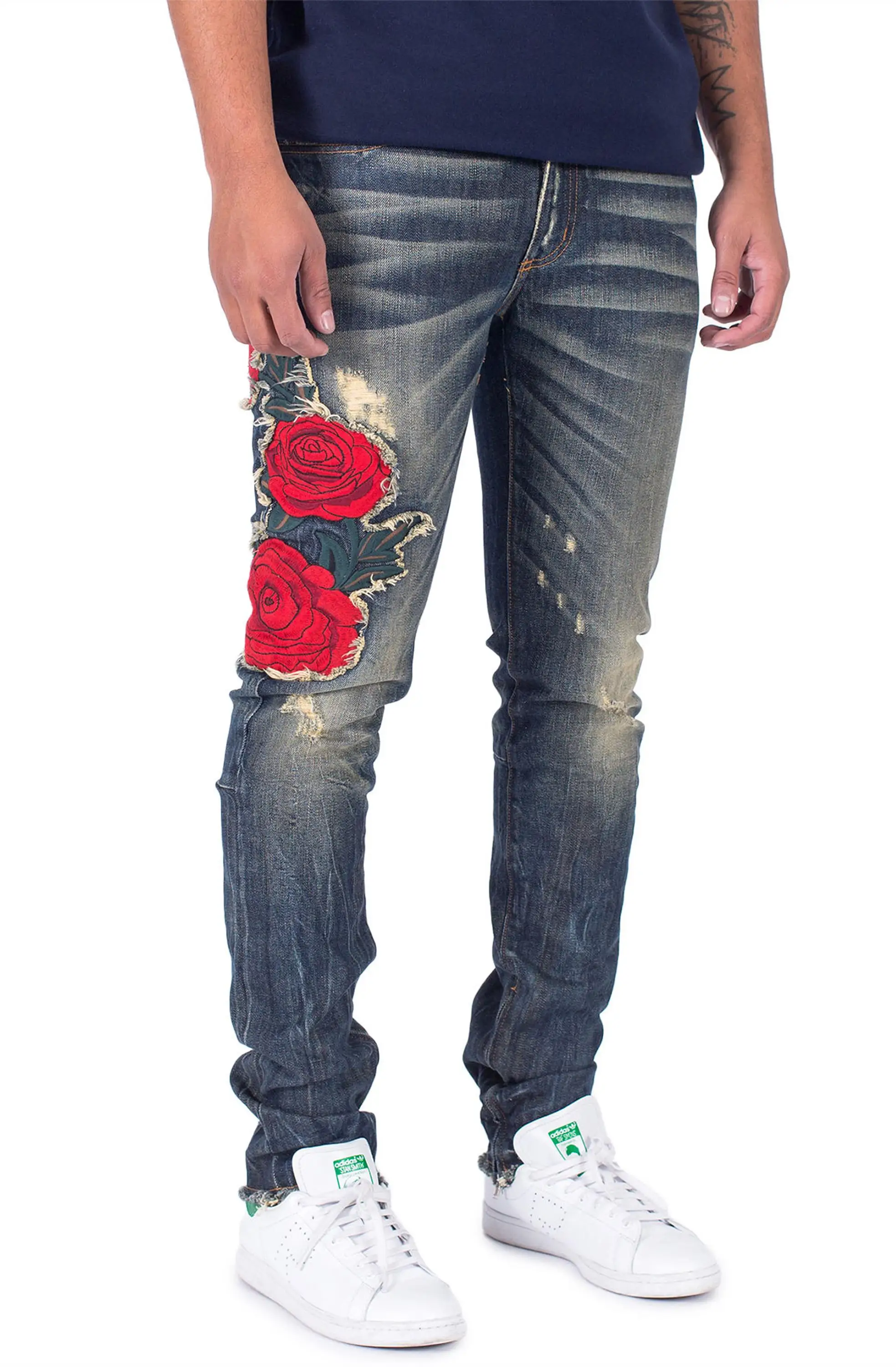 red designer jeans