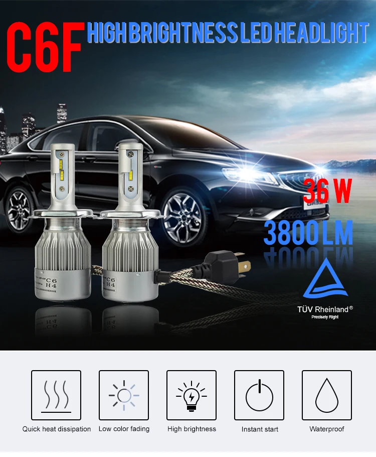 メーカー自動車部品 Led ヘッドライト C6 36 ワット 3800 ルーメン車の Led ヘッドライト Led ライト車のヘッドライト H4 Led 電球車用 Buy H4 Led 電球車用 H4 Led 電球車用 H4 Led 電球車用 Product On Alibaba Com