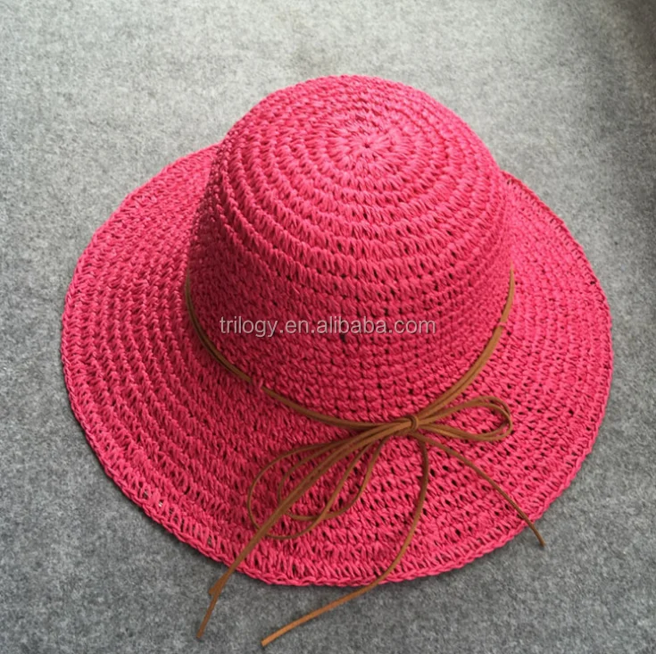 Plain Mini Paper Straw Fedora Hat Folding Straw Hat For Girls Buy