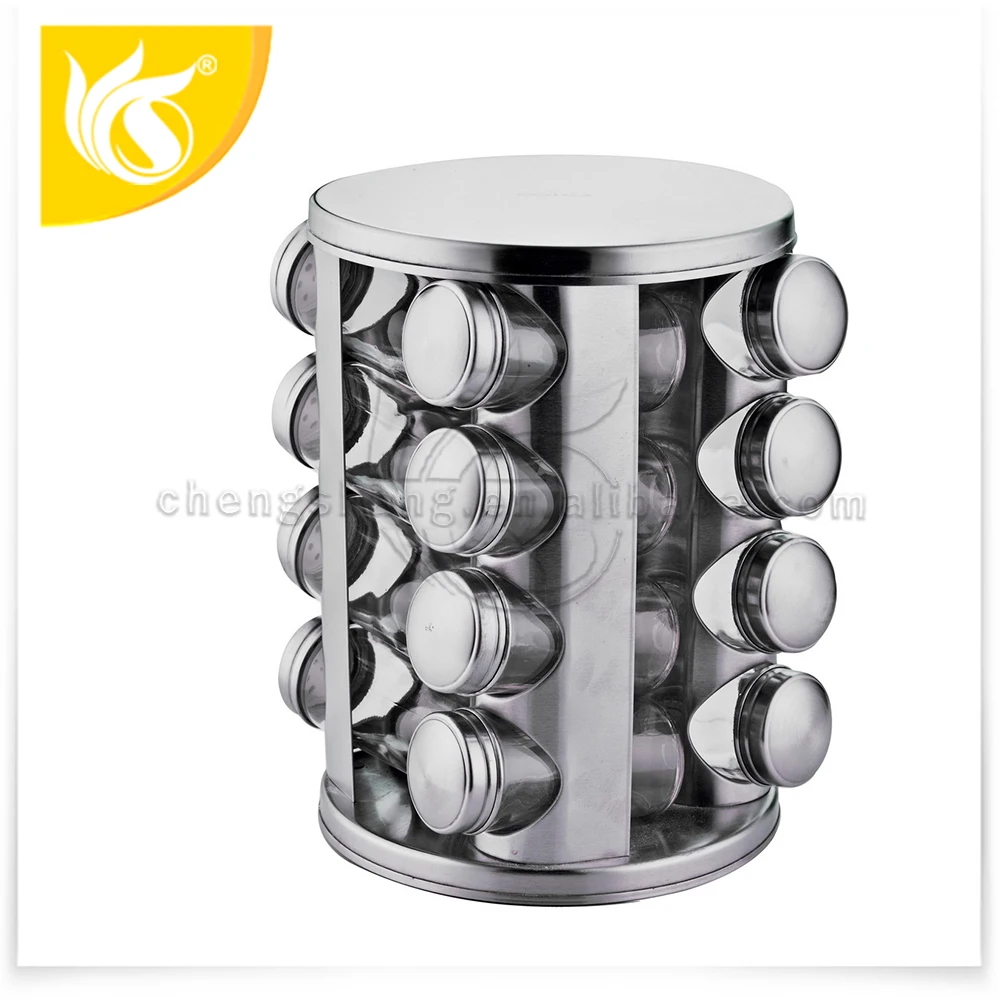 Stainless Steel Rotating Spice Rack With 16 Spice Jars - Buy Revolving ...