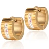 China Double Sided Stainless Steel Gemstone Men Earring Jewelry, Ring Type Zirconia Hoop Stud For Boys