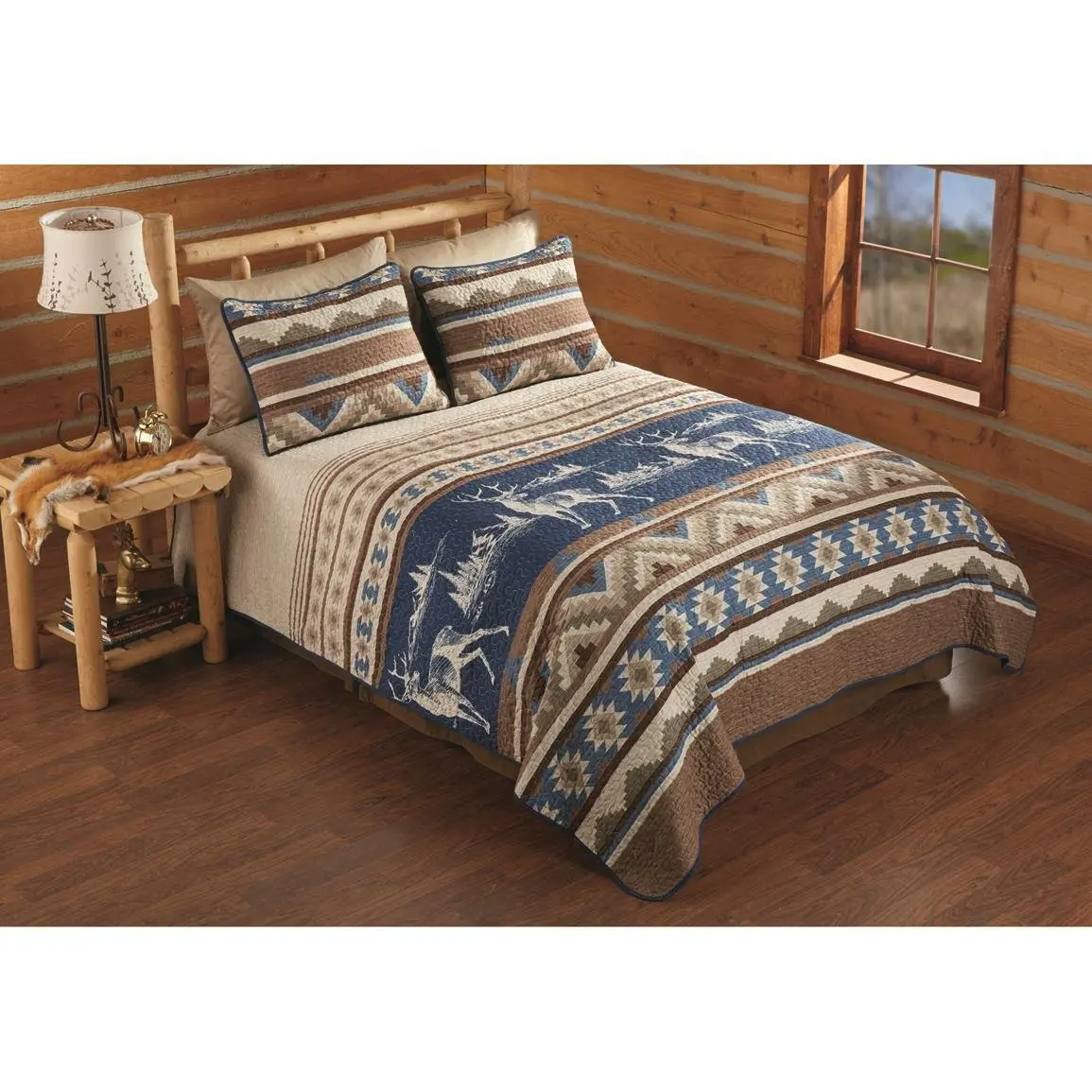 Buy 3 Piece Whitetail Deer Quilt Full Queen Set Mountain Lodge Themed