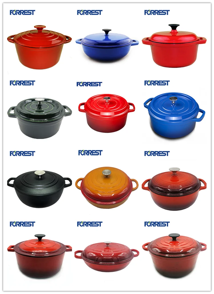 Red & Green Cast Iron Enamel Cookware Set - Buy Kitchen Cast Iron 5pcs ...