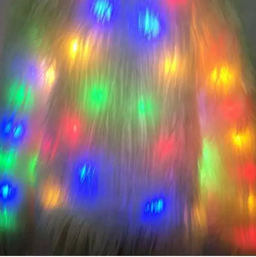 Fashion Women Faux Fur Coat Led Lights Plus Size Christmas Costumes Fur Jacket Festival Winter Warm Party Club Outwear