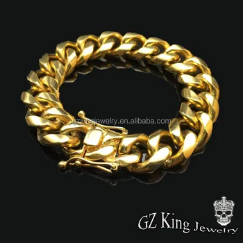Hip Pop Mens 14k Gold Plated Miami Cuban Link Chain Bracelet Men Hip Pop Mens 14k Gold Plated Miami Cuban Link Chain Bracelet Men Jewelry