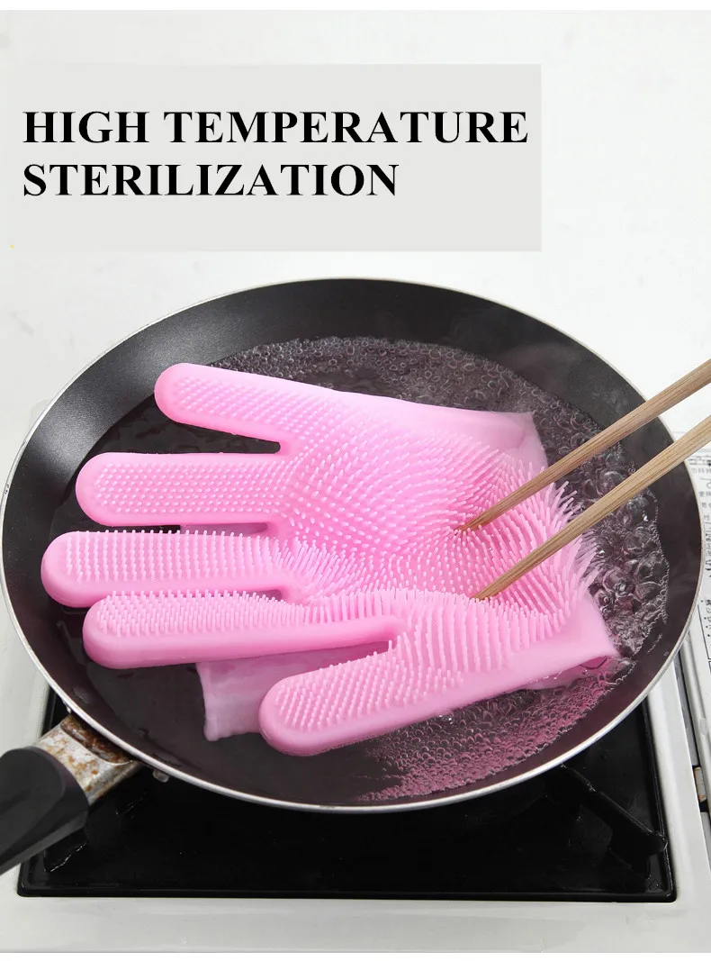 Platinum Silicone Glove With Bristle Magic Dishwashing Gloves Fancy