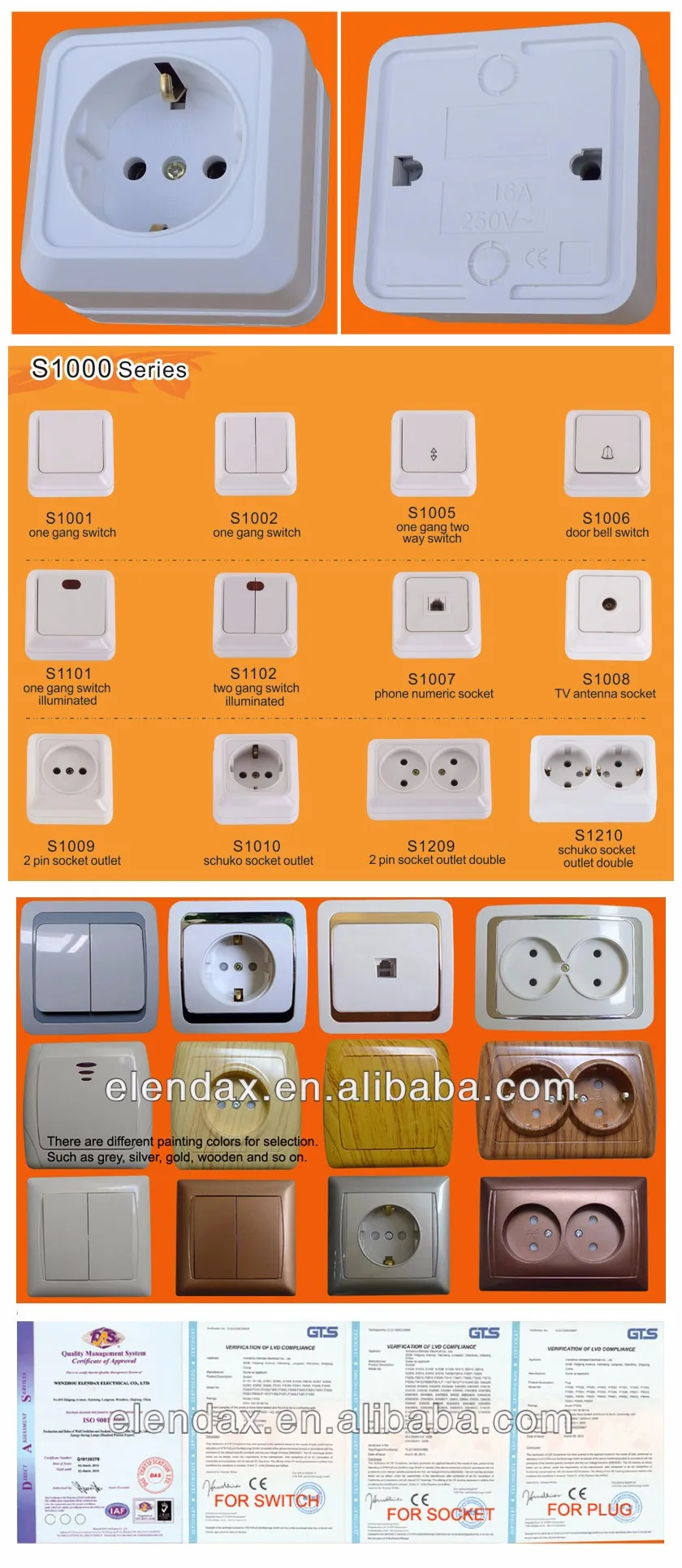 S1010 European Style Surface Mounted Schuko Socket Outlet