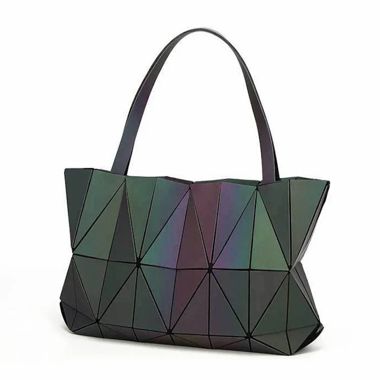 Geometric Luminous Handbag Eco-friendly Leather Rainbow Color Gradient ...