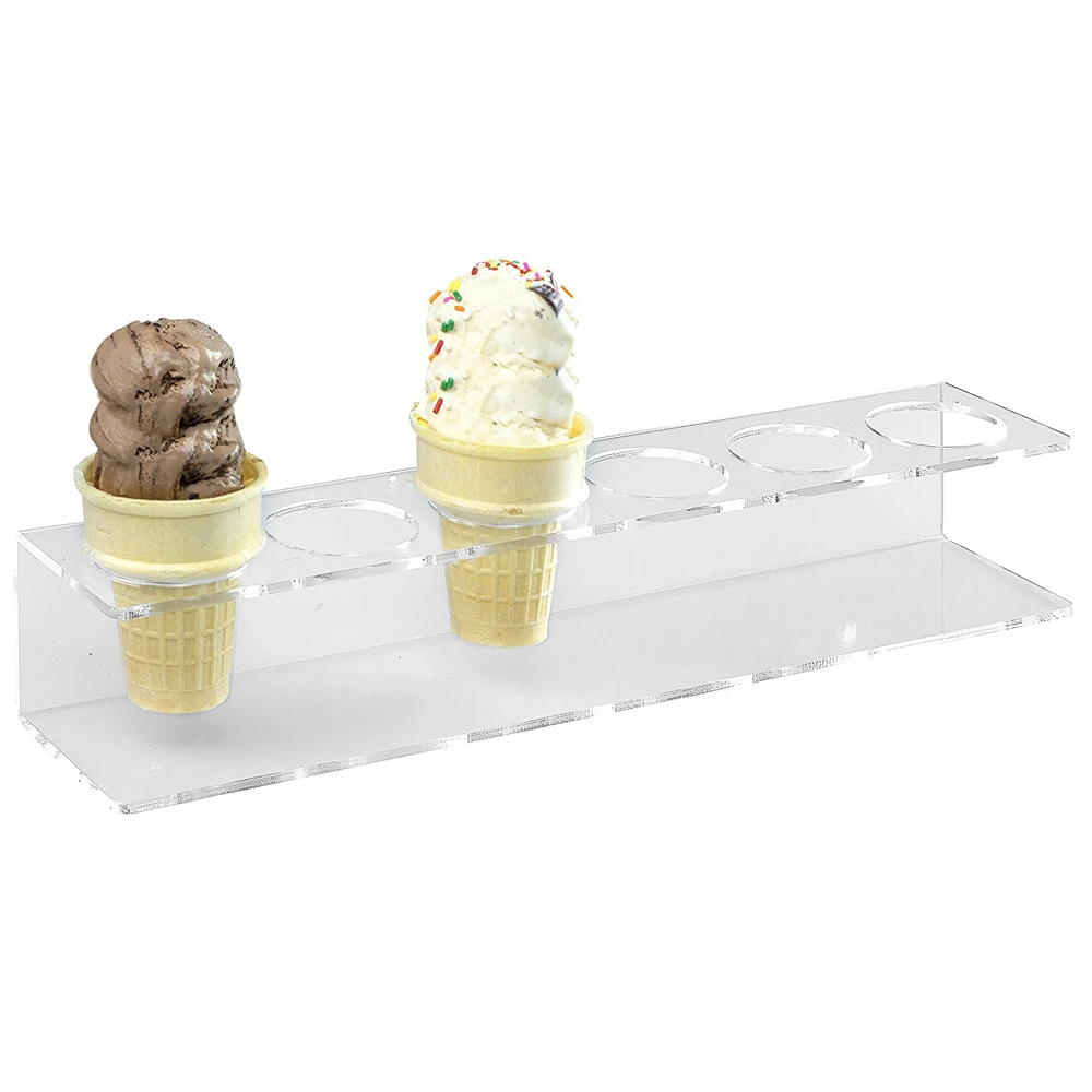 WHITE ACRYLIC ICE-CREAM CONE HOLDER STAND RACK CARRIER CADDY 