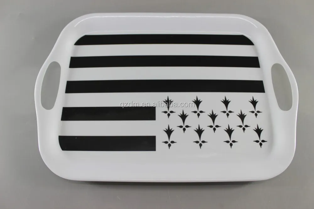 Cheap 14" Melamine Serving Tray With handle