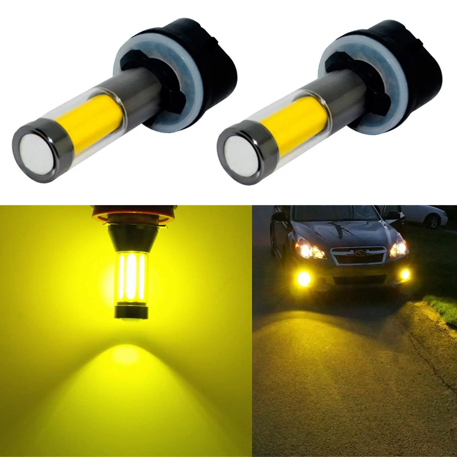 H7 LED Fog Lights Bulb Yellow Amber Gold Golden 3000K for Trucks Cars Lamps Kit Plug Error Free All in One High Power Replacement Bulbs 12V 30W 2800LM Super Bright COB Chips 1 Year Warranty【1797】