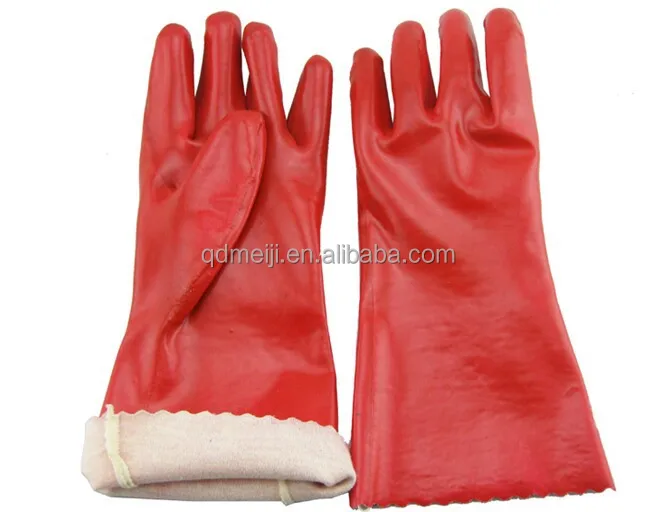 red pvc work gloves