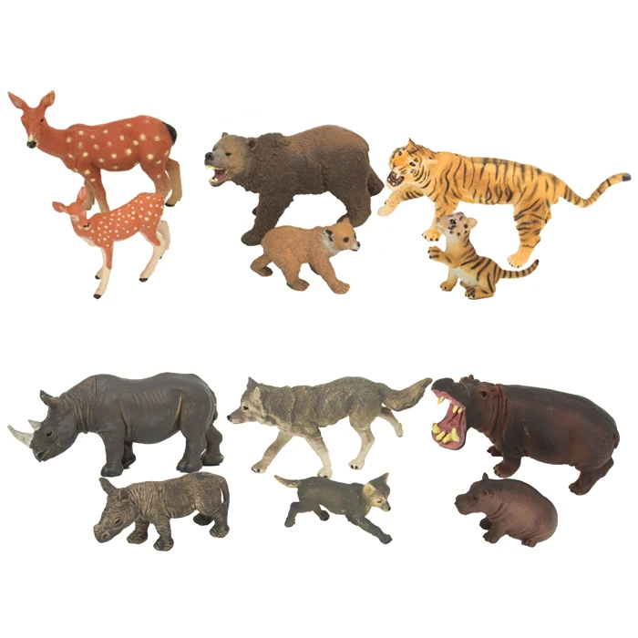 UK importer Wild Zoo Safari Animals Toys Figures Solid Plastic Set of 12 boxed 