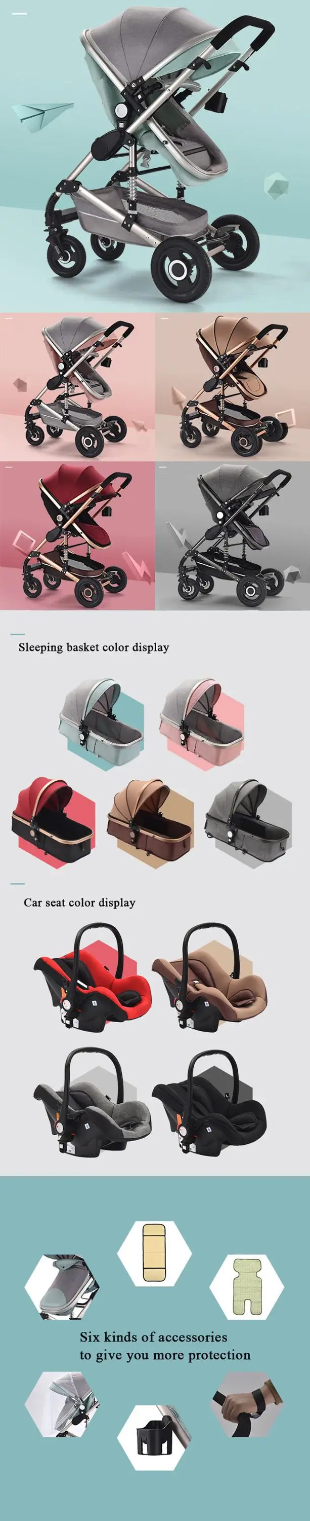 EN Luxury Baby Stroller 3 in 1 Pram  Aluminum Alloy single stroller Certification