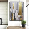3D-Printing Abstract Gold Color Block Painting Foil Poster Print Quadro Wall Art for Living Room Aisle Canvas Art