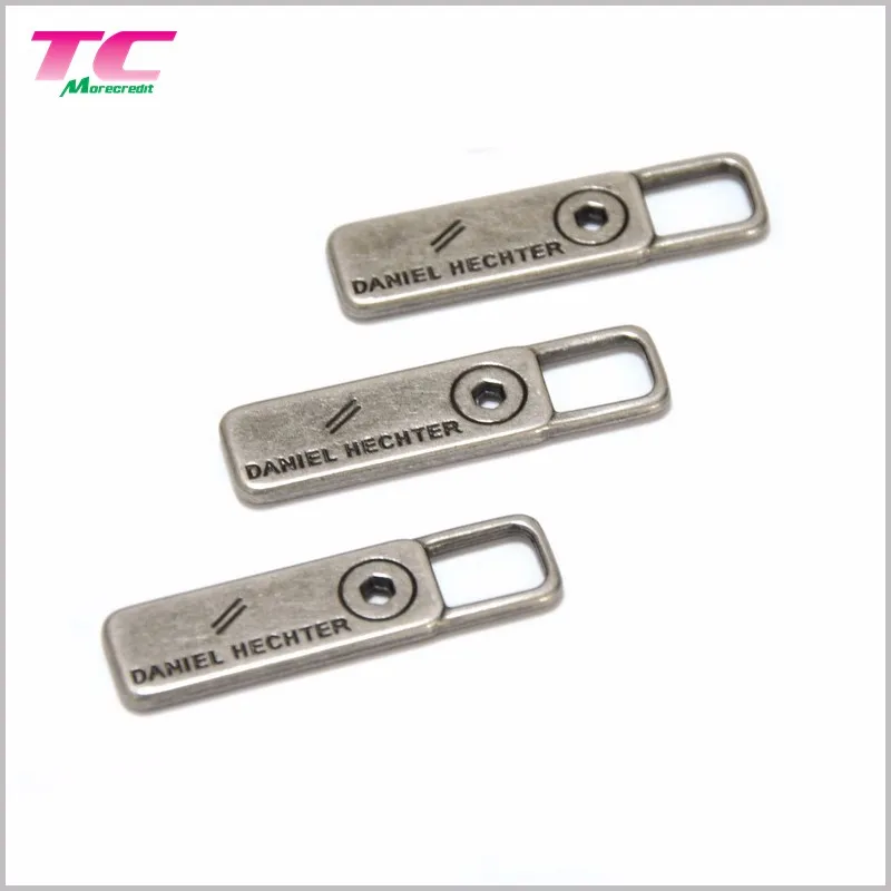 Factory Price Custom Metal Zipper Pull Charms For Brand Clothing Metal