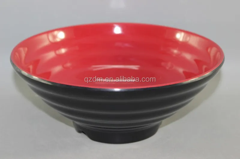Red and black Melamine Noodle Bowl , Wave bowl