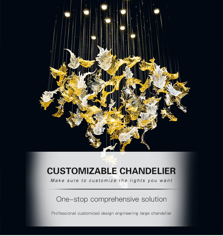 Custom lighting modern fashion art hotel club maple leaf type decorative led chandelier