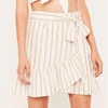 Women Skirt Clothing 2017 Bohemian Stripe Linen Blend Frill Mini Wrap Around Skirt