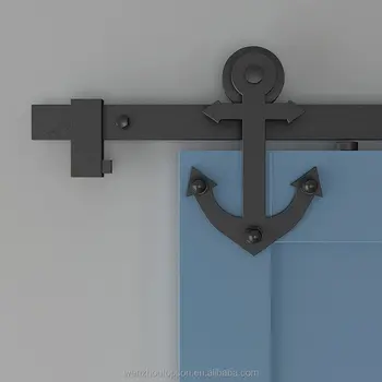 Anchor Shape Black Iron Sliding Barn Door Hardware Wood Sliding