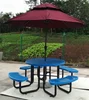 outdoor garden metal steel beer table bench with umbrella