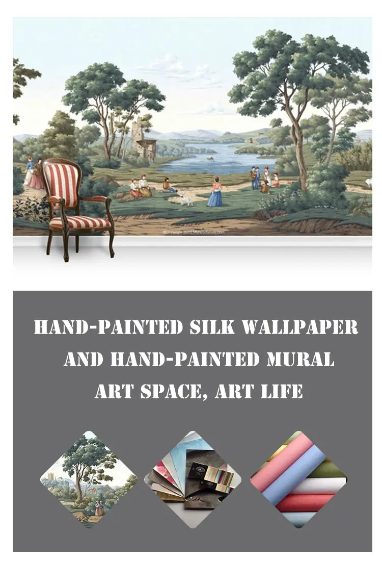 Scenic Wall English Mural Hand Painted Forest Murals handpainted wallpaper