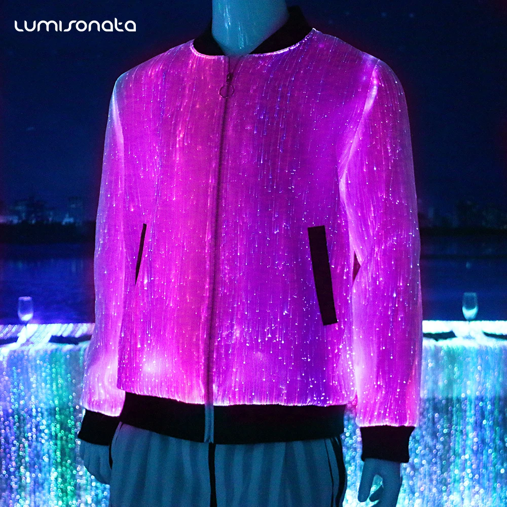 2019 Cool Colorful Led Jacket Luminous Ladies Night Wear Fiber Optic