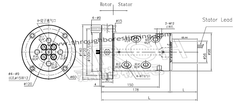 4 Passages 78mm 30RPM Electrical Ethernet Hybrid Slip Rings