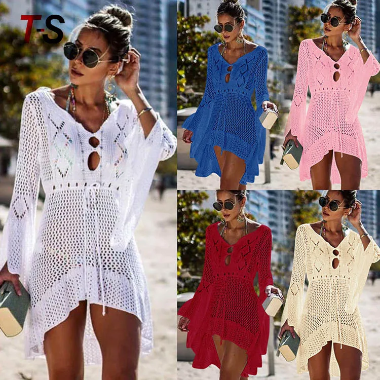 Women's Bathing Suit Cover Up Lace Crochet Swimwear Beach Crochet Dress