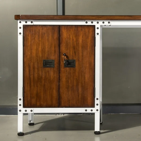 Hoifat Diy Office/garage Computer Desk Locker Steel Metal Hardwood Workbench With 2door