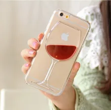 New Hot Sale Luxury iquid Quicksand Red Wine Clear Transparent Phone Case hard back Cover for iPhone 4 4S Free shipping