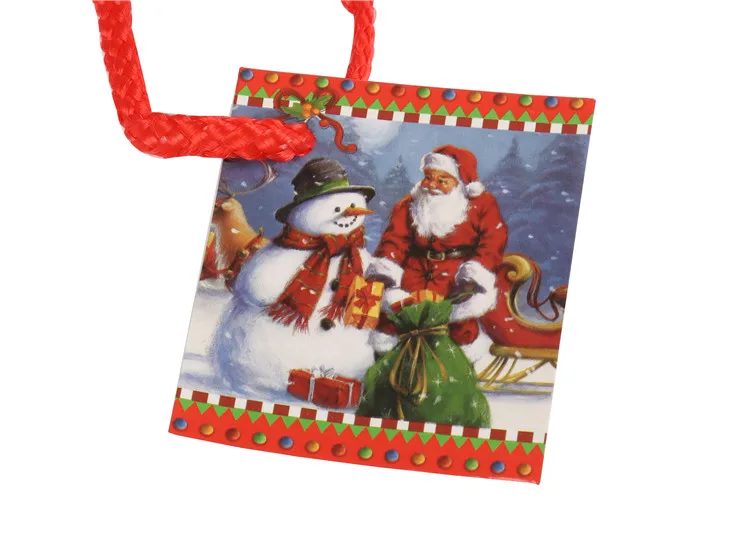 High Quality Customized Christmas Holiday Santa Claus Coated Paper Gift Bag