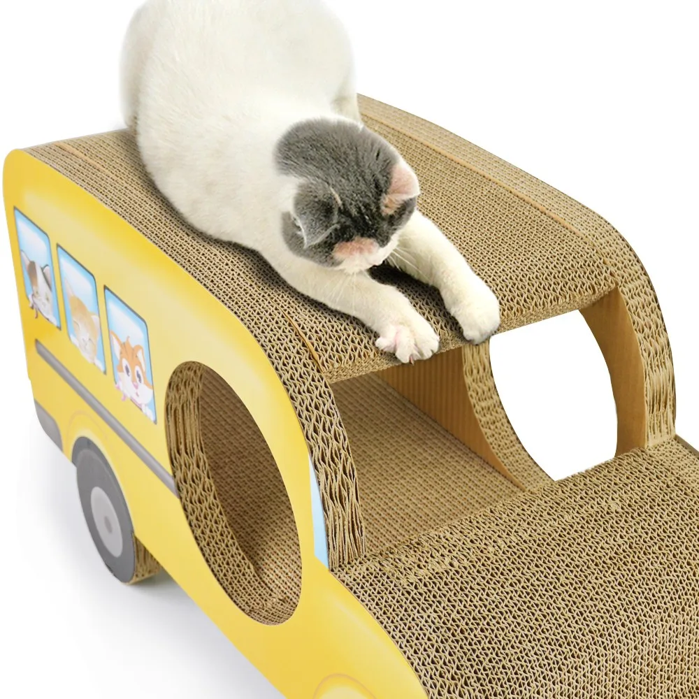 Iclecat Products Cat Toys Corrugated Paper Cardboard Craft Cat Scratcher Car Shaped Room House