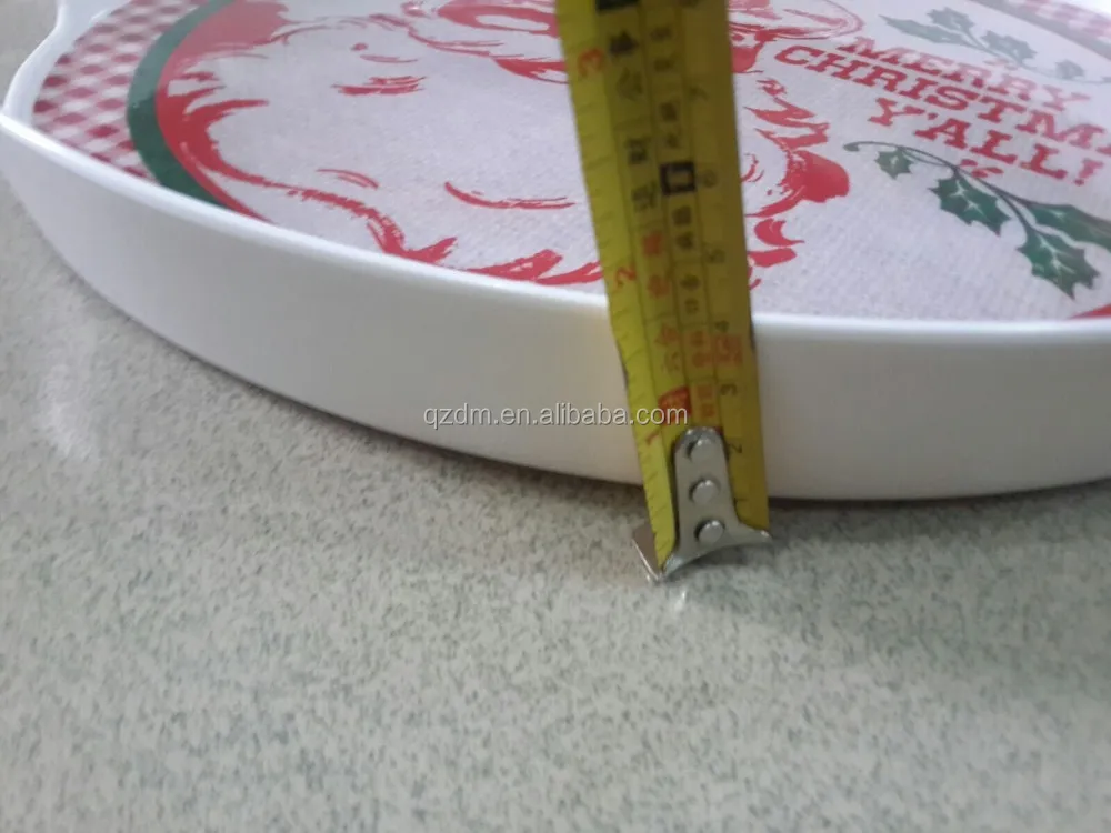 15 inch Melamine round tray Plastic food tray with handle