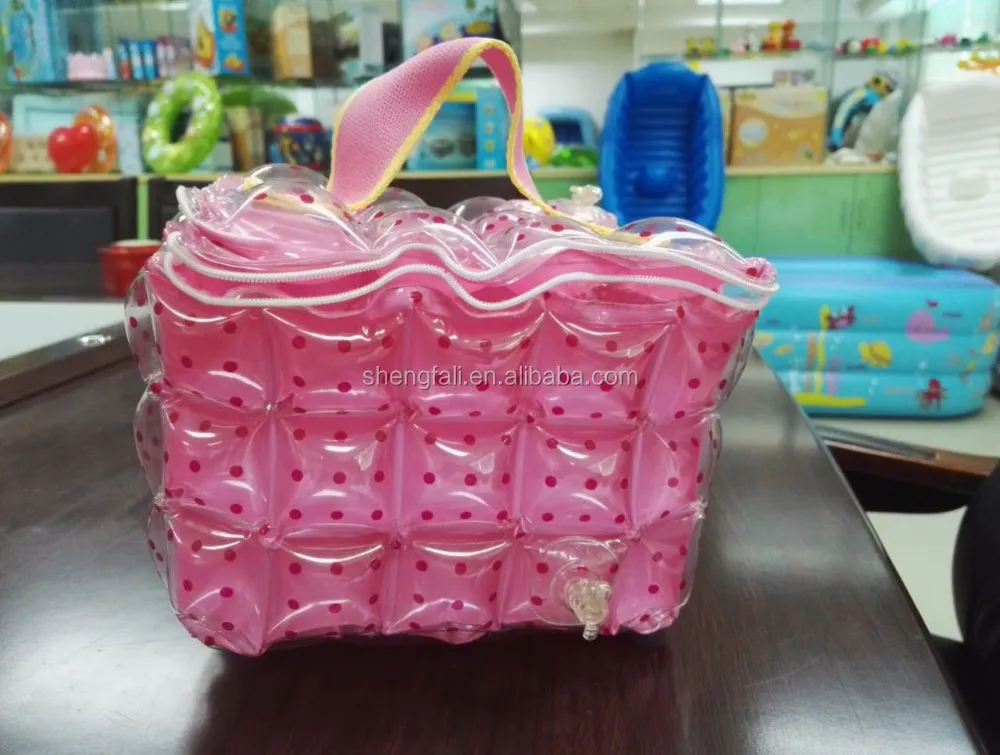 Pink Blow Up Pvc Tote Bag Inflatable Cosmetic Beach Bag Bubble Bag For