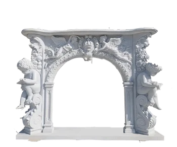 Cubierta De Mármol Decorativa Talla Chimenea De Piedra Natural Ángulo